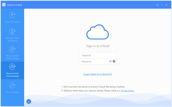 Choose Recover from iCloud Backup