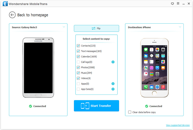 select sms to transfer to iphone 8