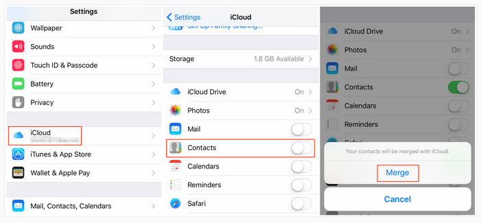 sync iphone contact icloud