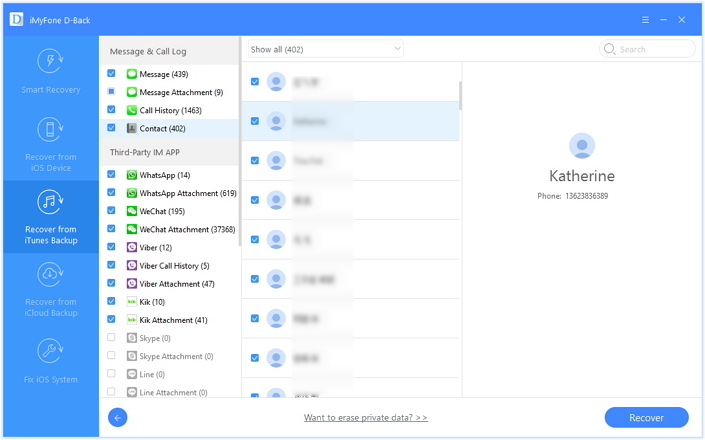 recover contacts from iTunes