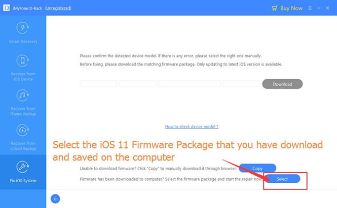 select firmware package for iphone
