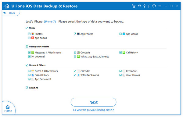select data to backup