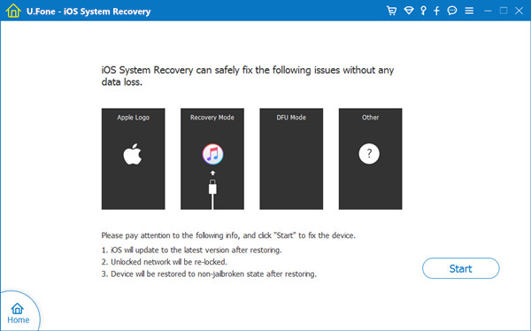 use la herramienta de recuperación del sistema ios para reparar ios 11 en modo de recuperación