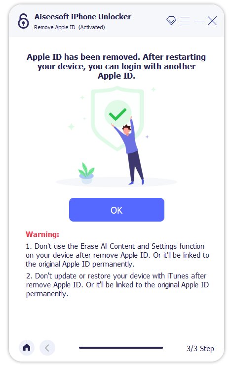 remove Apple ID successfully
