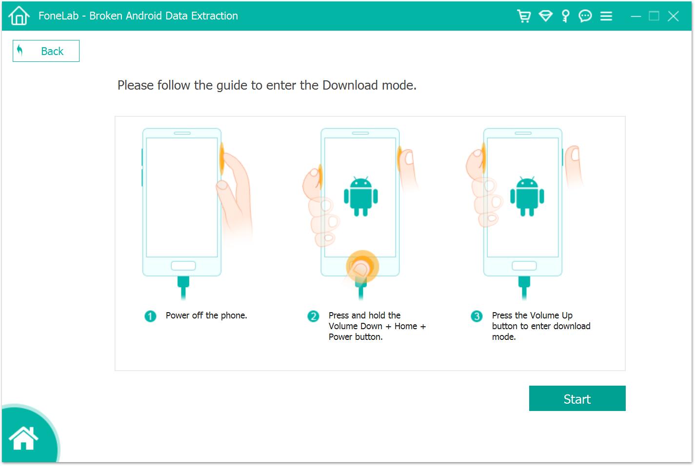 Pon tu teléfono en modo de descarga