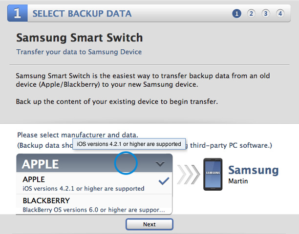 перенести контакты с iPhone на Samsung с помощью смарт-коммутатора