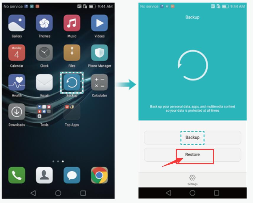 application de restauration de sauvegarde huawei