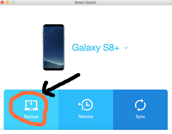 backup de comutador inteligente Galaxy S8