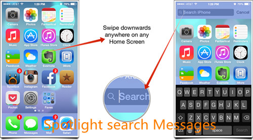 Spotlight Search mensajes en iPhone 7