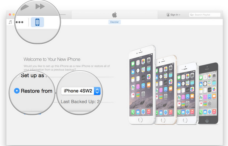 restaurar o iTunes dos dados do iphone
