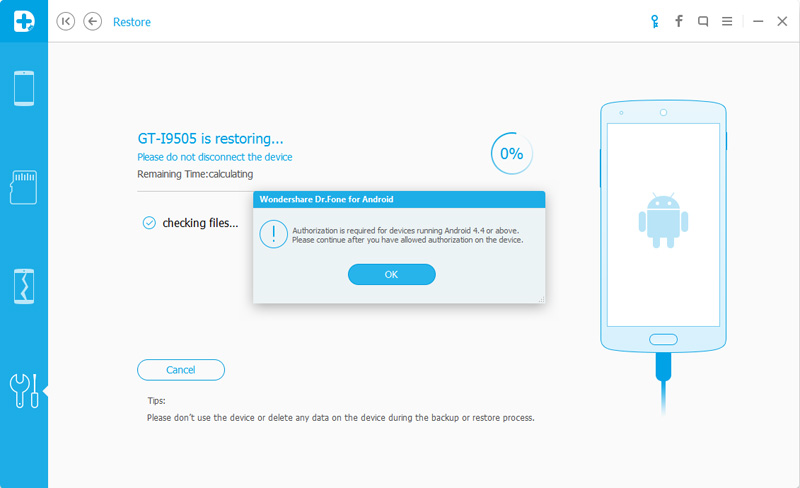 restore backed up data to Samsung Galaxy S7