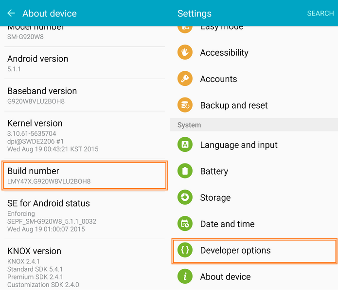 enable USB debugging on Samsung2