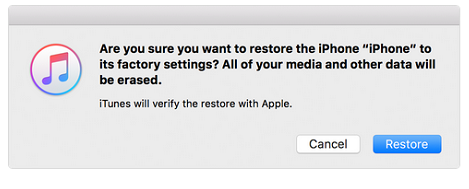 confirm iphone restore