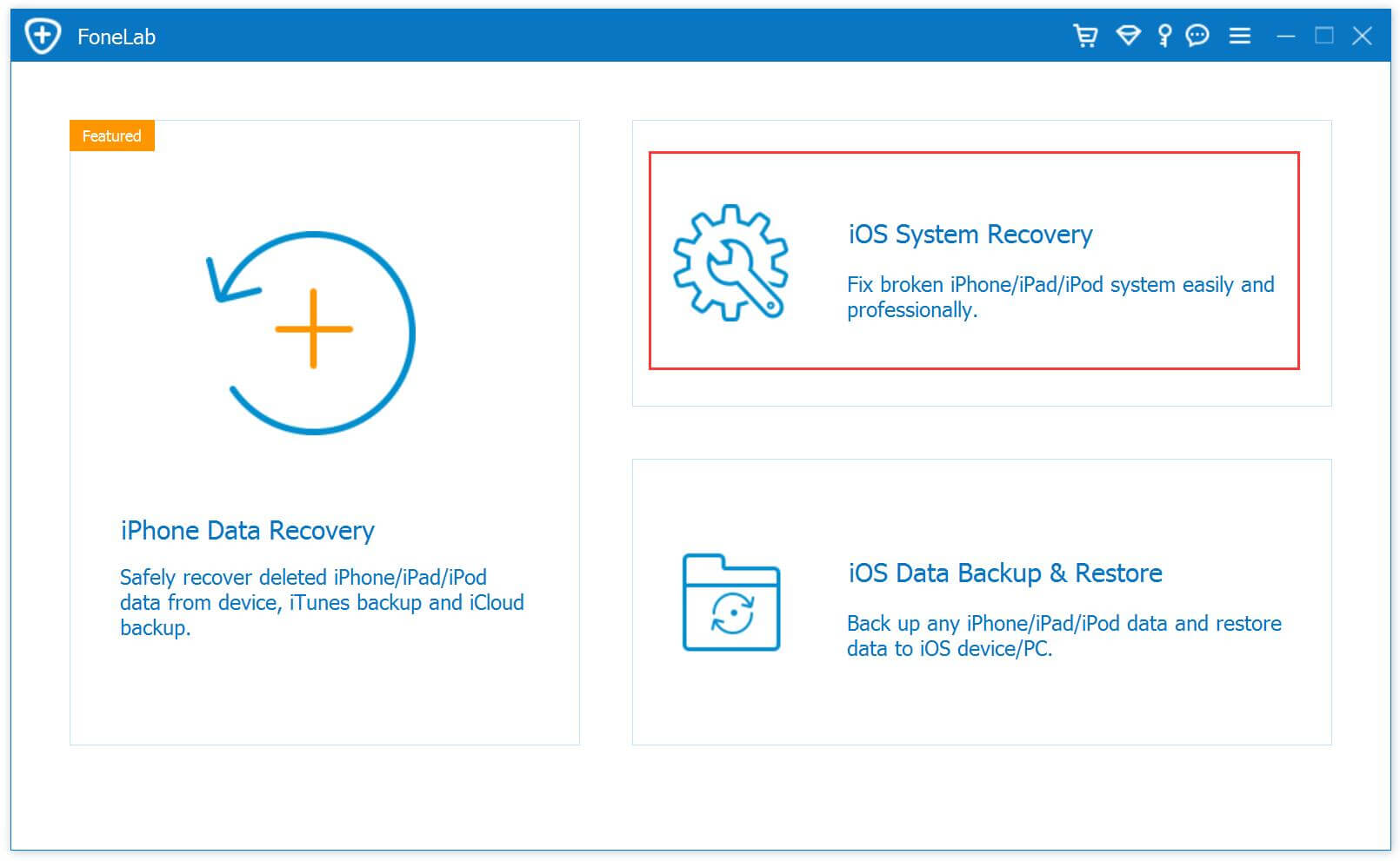 Page d'accueil iOS System Recovery