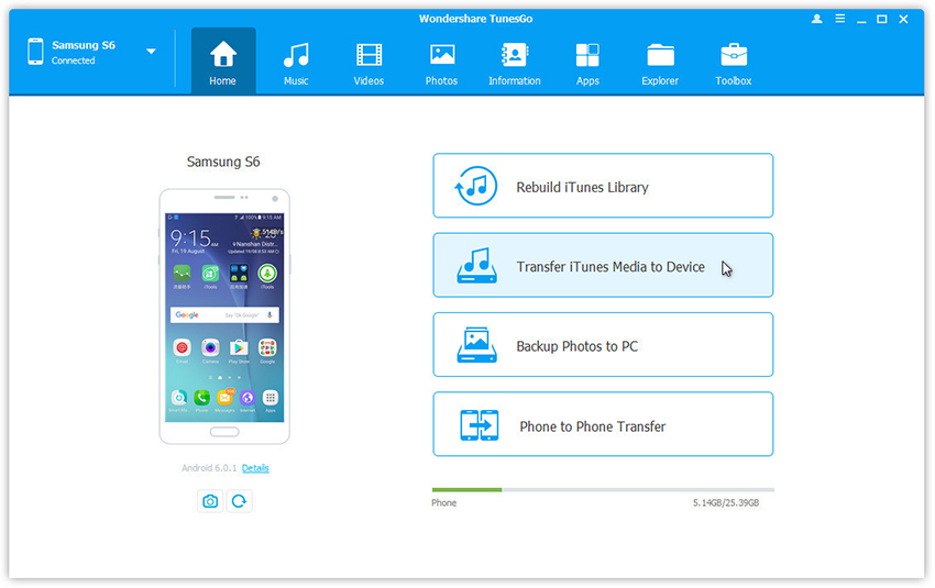 Android Manager-Hauptseite