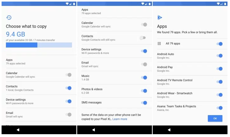transfer samsung data to Google Pixel Phone