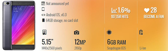 xiaomi 6 specifications