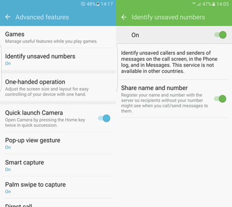 identify unsaved numbers