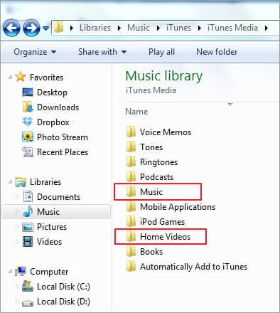itunes media folder