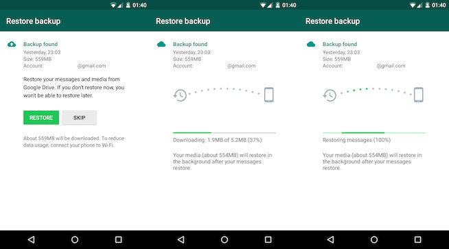 restore whatsapp history to samsung galaxy s8