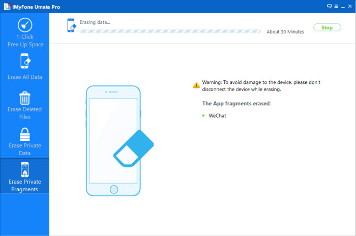 begin to erase private fragments iphone