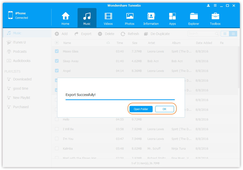 export completed