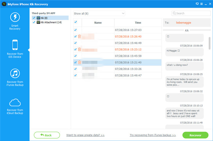 export iphone kik to computer
