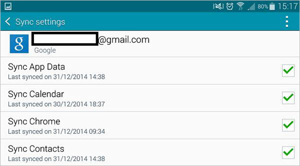 importeer contacten van gmail naar s8