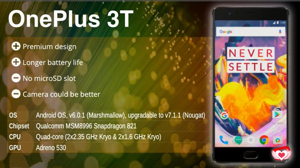 oneplus 3t-Top 10 Best Smartphones 2017