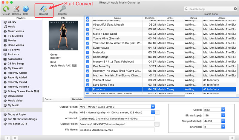 Starten Sie die Konvertierung von Apple-Musik in mp3