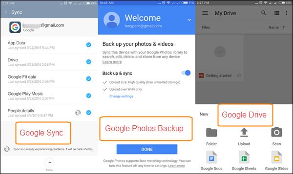 Google Drive-Backup Samsung s9-Fotos und -Videos