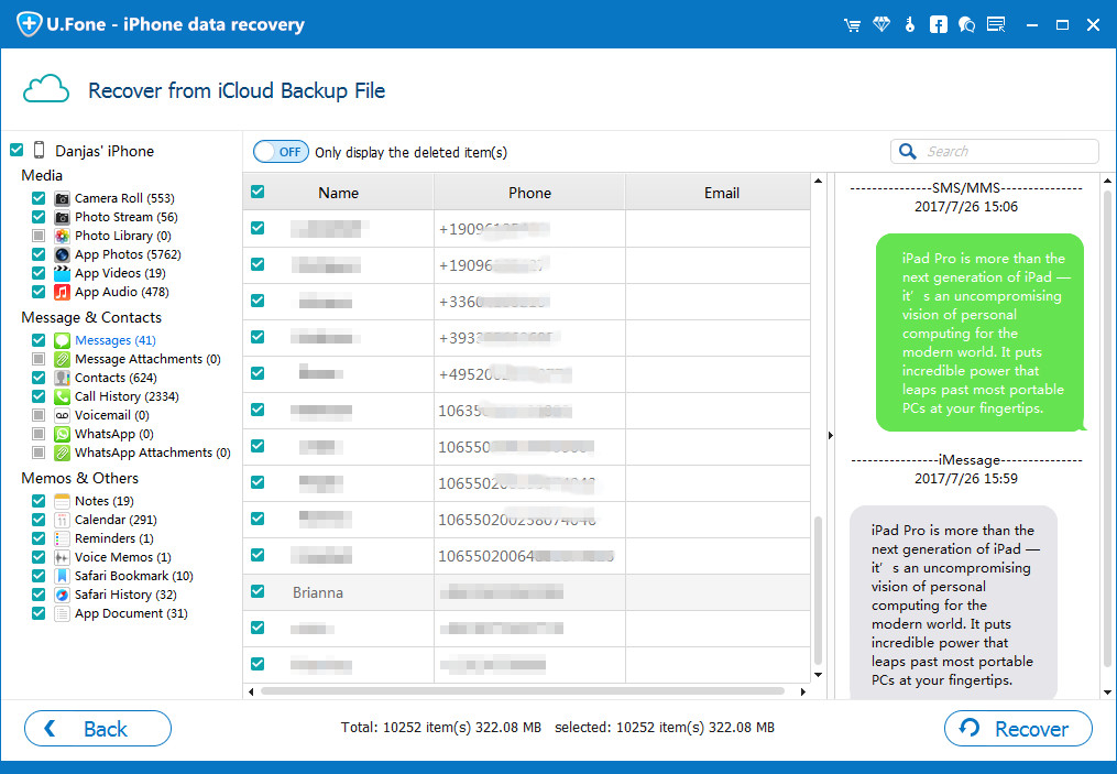 recover text messages from icloud backup files