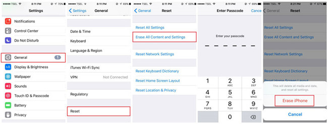 Factory Reset iPhone borra todos los contenidos y configuraciones