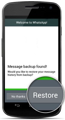 whatsappメッセージは、Android携帯電話を復元します