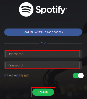 log in spotify