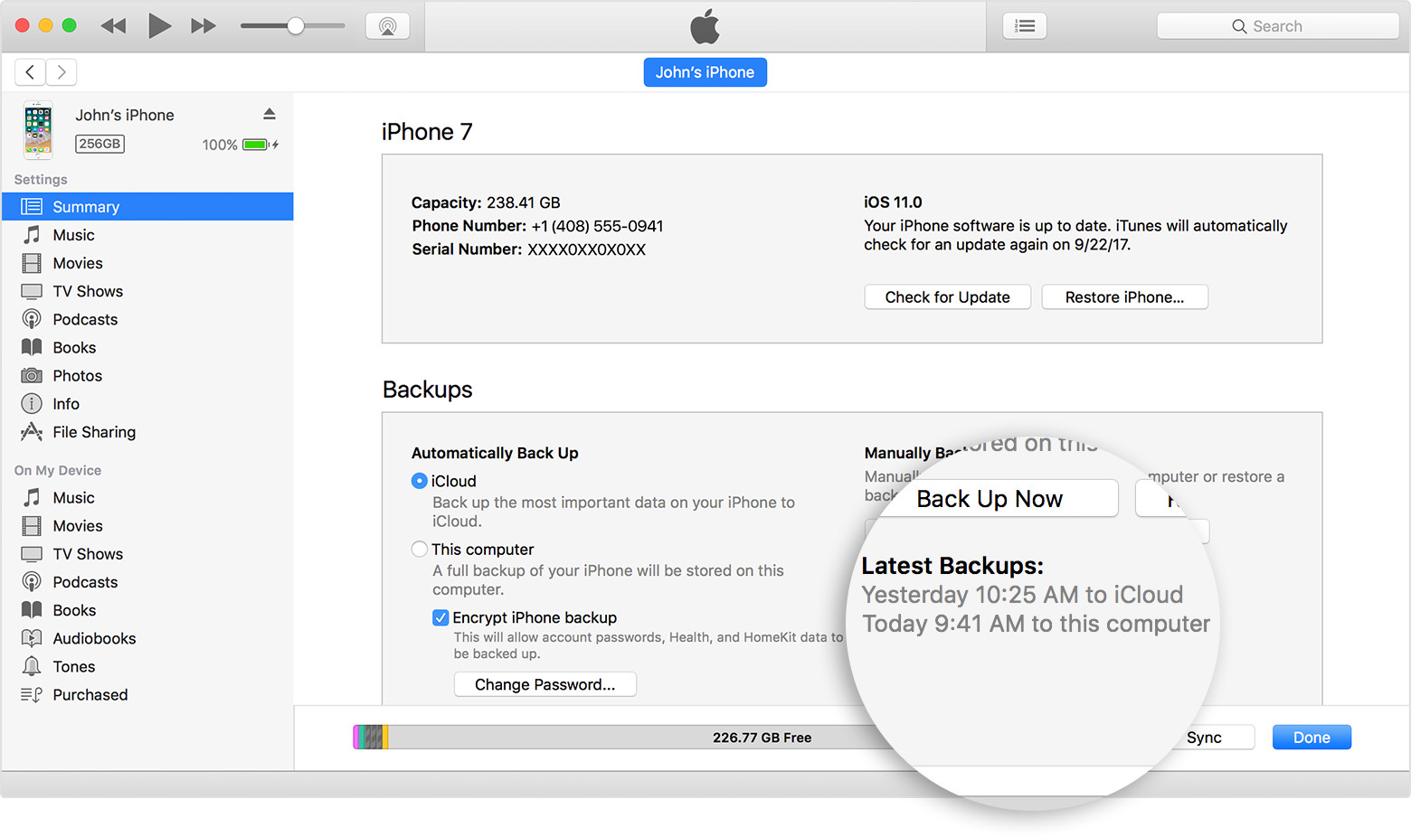 itunes 12.7-Backup-iPhone-Daten