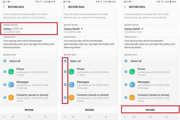 recuperación de sms en la nube de Samsung