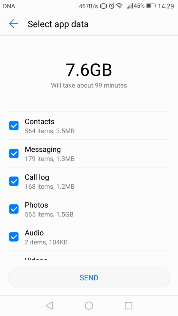 Verschieben Sie android-Daten mit dem Phone Clone nach huawei mate 20