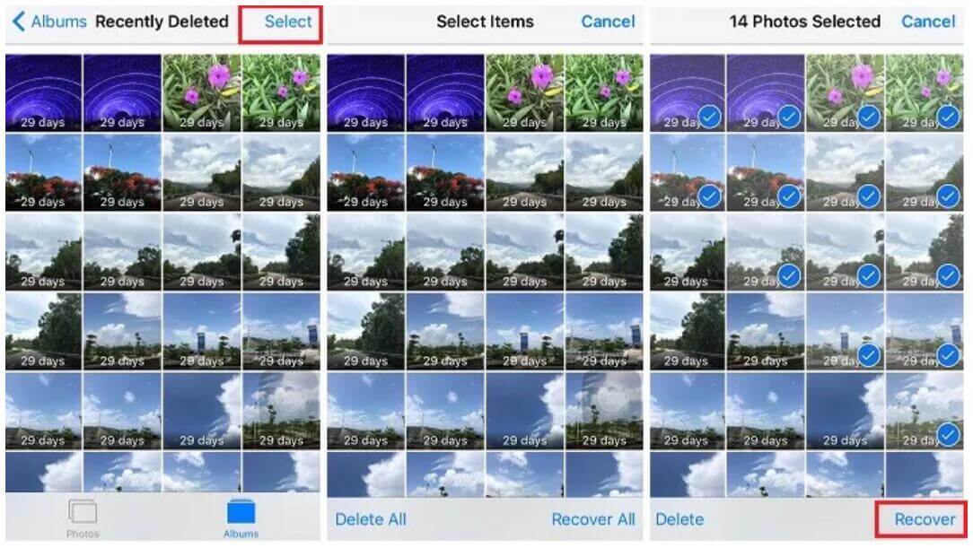recover recently deleted photos on iOS 12