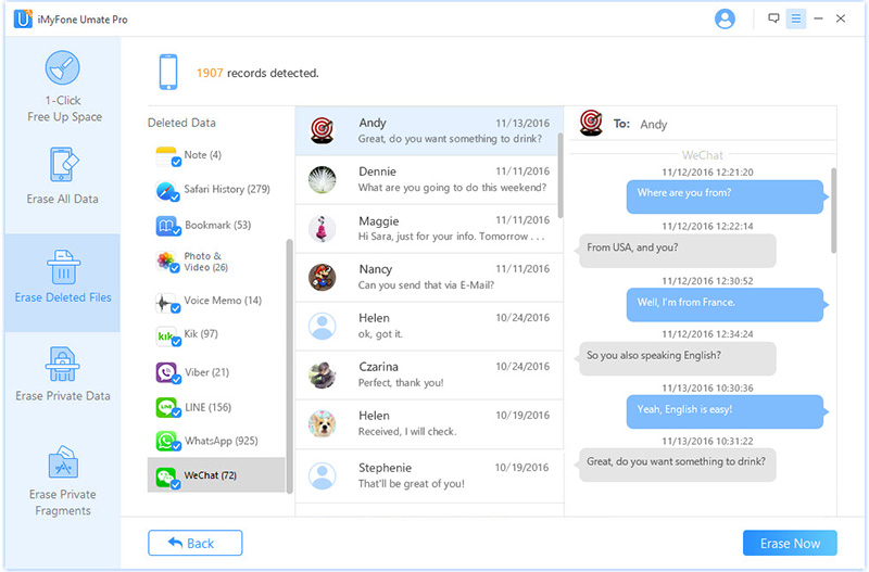 select data to delete