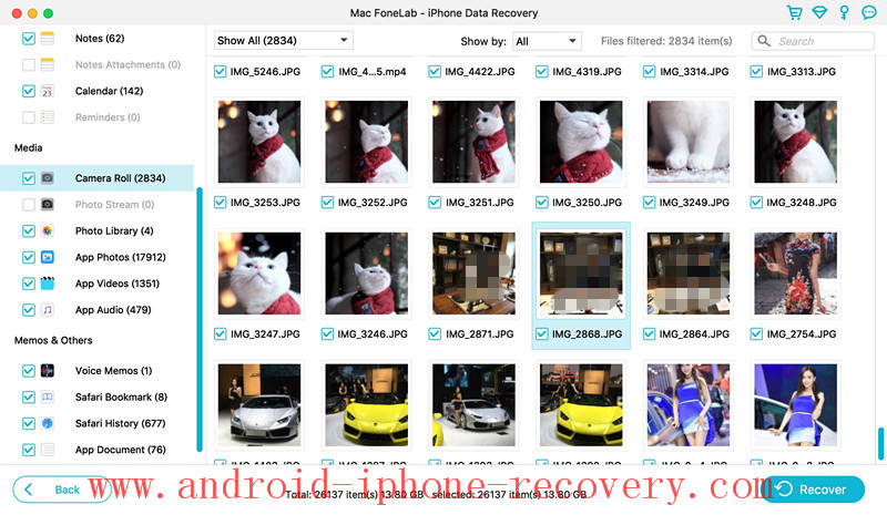 Предварительный просмотр и восстановление фотографий кик с iphone