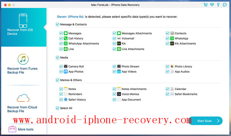 select files to recover