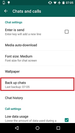 WhatsApp-Einstellungen - Backup WhatsApp-Chats