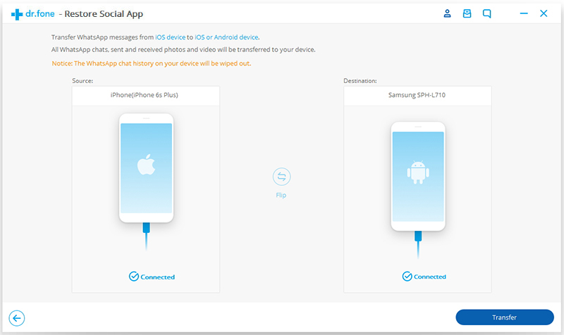 Transfer WhatsApp messages from iPhone to Samsung