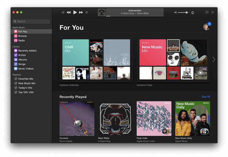 apple music en MacOS catalina