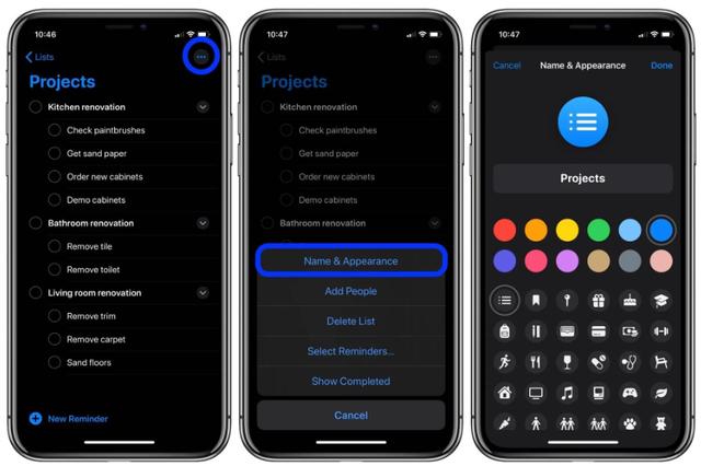 Personnaliser l'application Rappels sur iOS 13