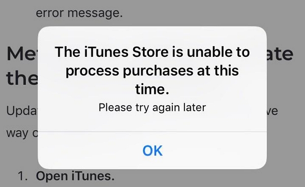 error de la tienda de iTunes