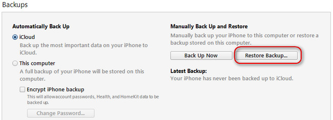 restore iPhone data from itunes backup