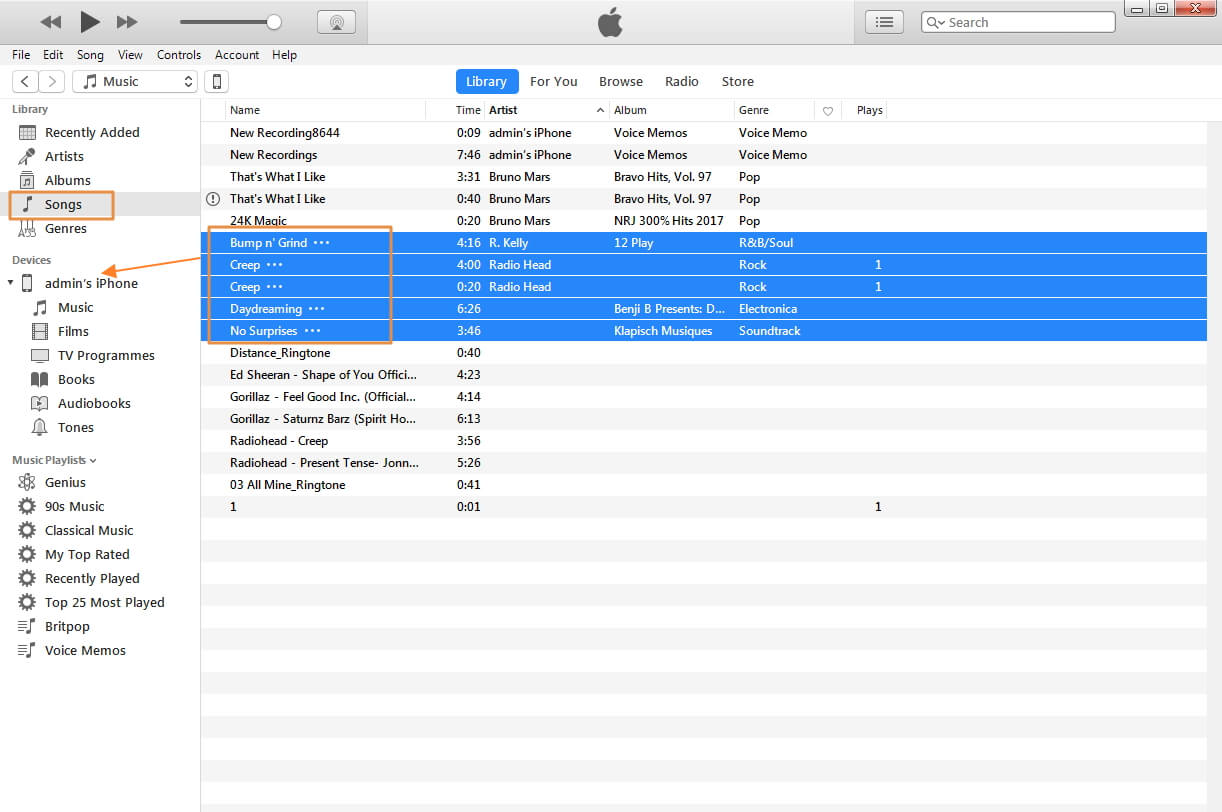 переносить музыку с itunes на iPhone 11 через iTunes