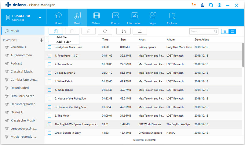 transfer music from computer to s11